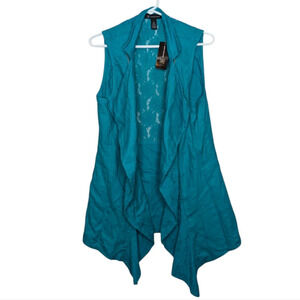 Ava & Viv Teal Sleeveless Draped Open Vest